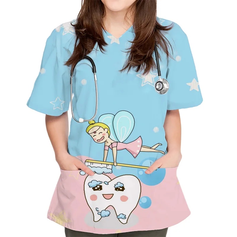 New Cartoon Print Women's Medi - Medical Lab Officer 评论和价格